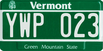 VT license plate YWP023
