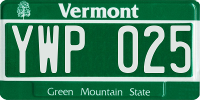 VT license plate YWP025