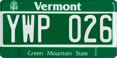 VT license plate YWP026