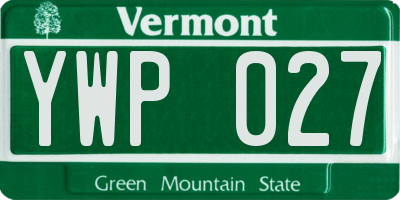 VT license plate YWP027