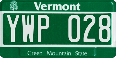 VT license plate YWP028