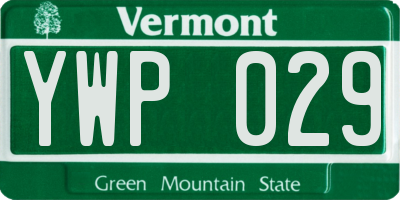 VT license plate YWP029