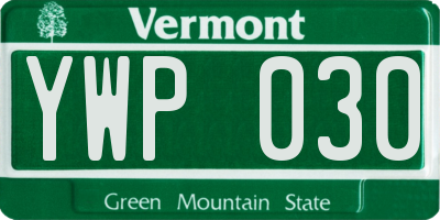 VT license plate YWP030