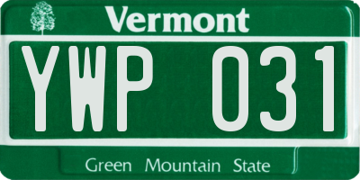 VT license plate YWP031