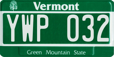 VT license plate YWP032