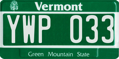 VT license plate YWP033