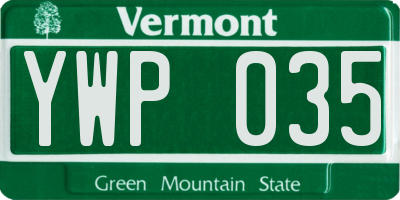 VT license plate YWP035