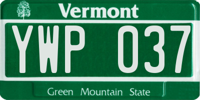 VT license plate YWP037