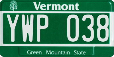 VT license plate YWP038