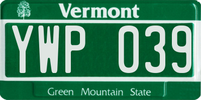 VT license plate YWP039