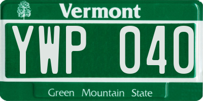 VT license plate YWP040