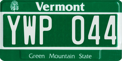 VT license plate YWP044