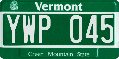 VT license plate YWP045