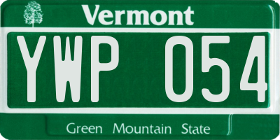 VT license plate YWP054