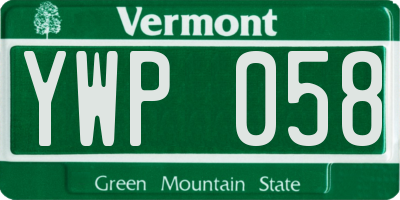 VT license plate YWP058