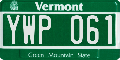 VT license plate YWP061