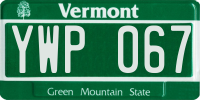 VT license plate YWP067