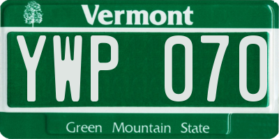 VT license plate YWP070