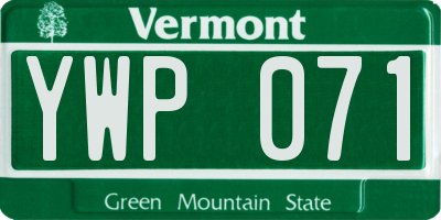 VT license plate YWP071