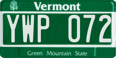 VT license plate YWP072