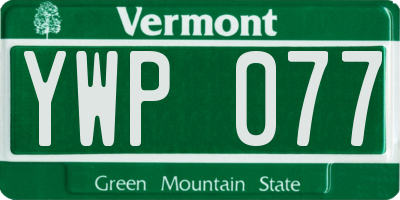 VT license plate YWP077