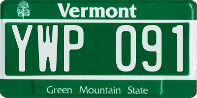 VT license plate YWP091