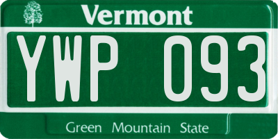 VT license plate YWP093