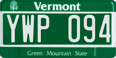 VT license plate YWP094