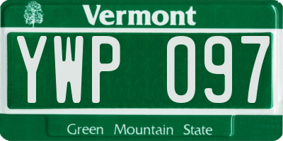 VT license plate YWP097
