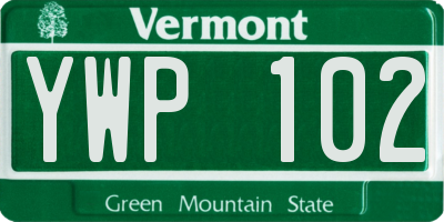 VT license plate YWP102