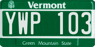 VT license plate YWP103