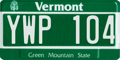 VT license plate YWP104