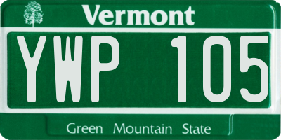 VT license plate YWP105