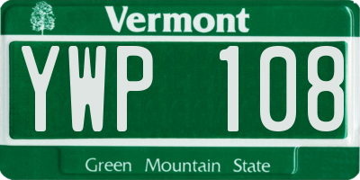 VT license plate YWP108