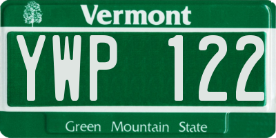 VT license plate YWP122