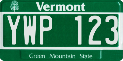 VT license plate YWP123