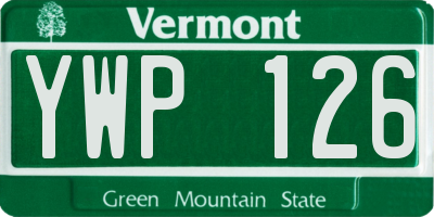 VT license plate YWP126