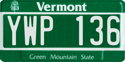 VT license plate YWP136