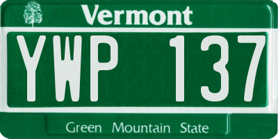 VT license plate YWP137