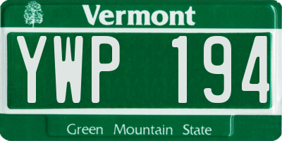 VT license plate YWP194