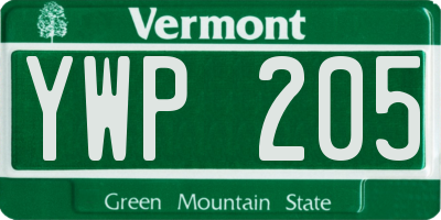 VT license plate YWP205