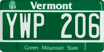 VT license plate YWP206