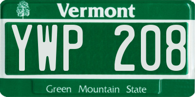 VT license plate YWP208