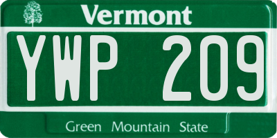 VT license plate YWP209