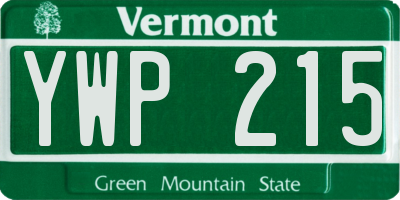 VT license plate YWP215