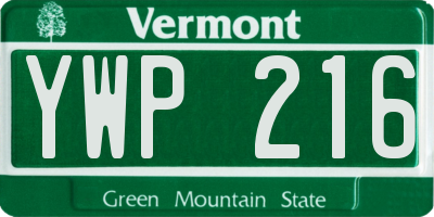 VT license plate YWP216