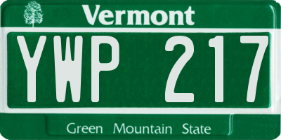 VT license plate YWP217