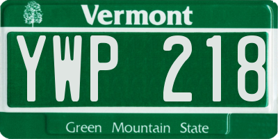 VT license plate YWP218