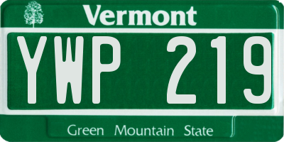VT license plate YWP219