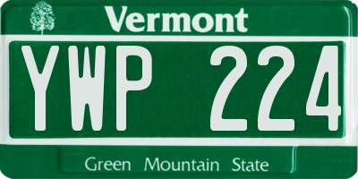 VT license plate YWP224